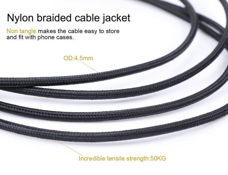 SKW Aux Cable for Car(Hi-Fi Sound),3.5 mm Stereo Audio Cable, 1/8â€³ 90 Degree Headphone Jack Cord for Home Stereo, iPhone, iPod, IPad, Echo Dot, Sony & More 4.9ft(1.5m) - Image 2